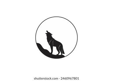 Vector silhouette of a wolf logo icon.