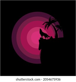 vector silhouette wolf logo illustration