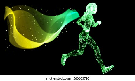 Vector Silhouette Woman athletes on running race