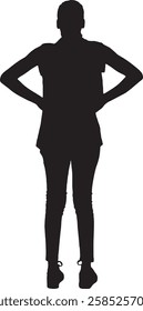 vector; silhouette, woman from behind with her arms akimbo