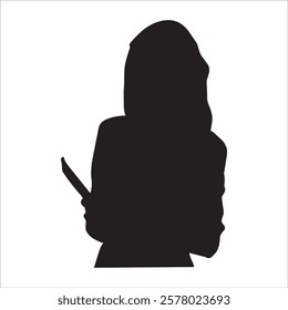 vector silhouette of woman. business woman standing silhouette on black