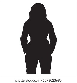 vector silhouette of woman. business woman standing silhouette on black