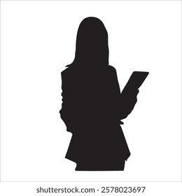 vector silhouette of woman. business woman standing silhouette on black