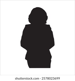 vector silhouette of woman. business woman standing silhouette on black