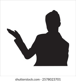 vector silhouette of woman. business woman standing silhouette on black