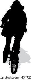 Vector silhouette of the woman by bicycle
