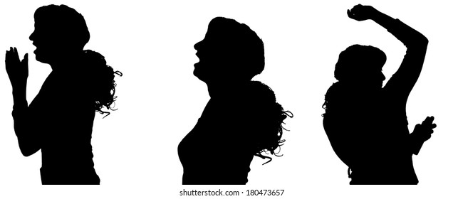 Vector silhouette of woman in different situations.