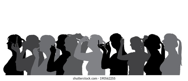 Vektor Stok Silhouettes Audience White Outlines Vectorillustration Tanpa Royalti 38161603 9323