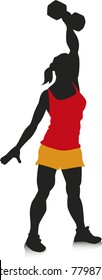 Vector silhouette of an woman exercising