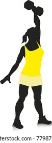 Vector silhouette of an woman exercising