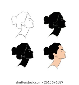 A vector silhouette of woman face, An illustration of Beautiful fashion lady, An element for creating logo