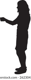 vector; silhouette woman holding a small object, such as a flower, with his fingers,