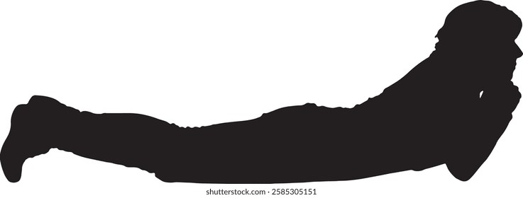 vector; silhouette; woman lying face down looking away