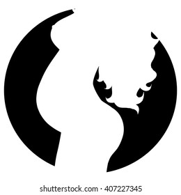 Vector silhouette of woman on black background.