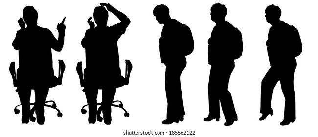 Vector silhouette of a woman on the trip.