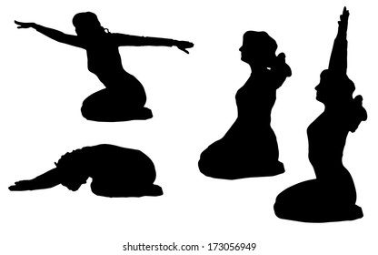 vector silhouette of a woman on a white background