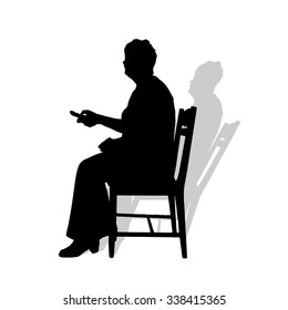 Vector silhouette of a woman on a white background.