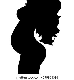 Vector silhouette of woman on white background.