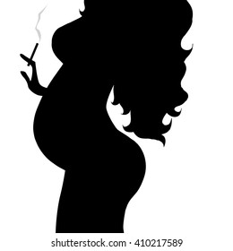 Vector silhouette of woman on white background.