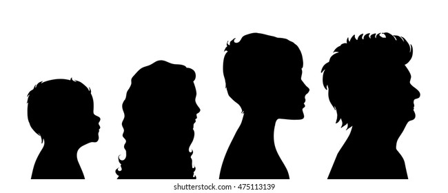 Vector silhouette of woman on white background.
