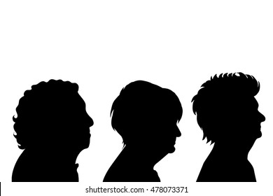 Vector silhouette of woman on white background.