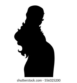 Vector silhouette of woman on white background.