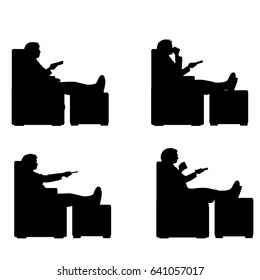 Vector silhouette of woman on white background.