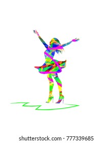 vector silhouette of woman with open arms 