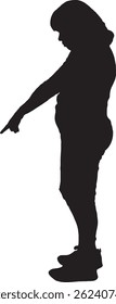 vector; silhouette woman pointing finger on the ground 