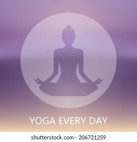 vector silhouette of woman practicing yoga every day. EPS10