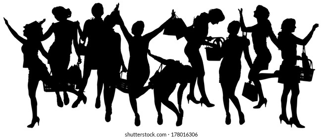 Editable Vector Silhouette People Enjoying Themselves Stock Vector ...