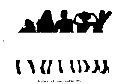 Vector silhouette of a woman with a sign for text.