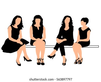 Vector Silhouette Of A Woman Sitting