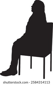 vector; silhouette; of a woman sitting on chair looking up