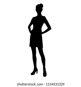 Vector Silhouette Woman Standing Business People Stock Vector (Royalty ...