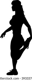Vector silhouette of an woman stetching