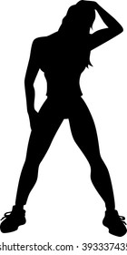Vector silhouette of an woman stetching