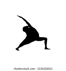 Vector silhouette of woman stretching, vector illustration.