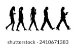 Vector silhouette of woman walking. Black color vector illustration isolated on white background
