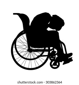 Vector silhouette of a woman in a wheelchair.