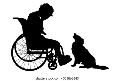 Vector silhouette of a woman in a wheelchair.