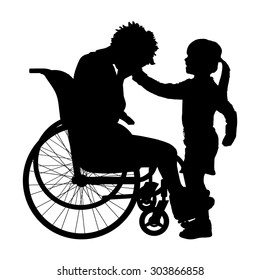 Vector silhouette of a woman in a wheelchair.