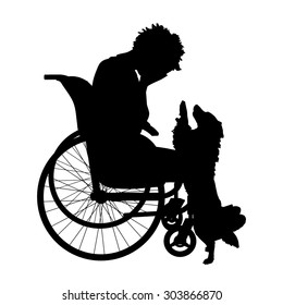 Vector silhouette of a woman in a wheelchair.