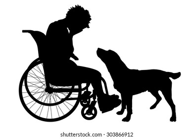 Vector silhouette of a woman in a wheelchair.