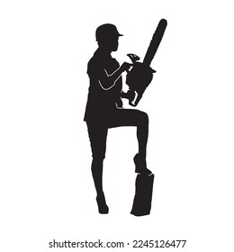 Vector silhouette of a woman who is a construction worker and has the tools. illustration hardworking woman.