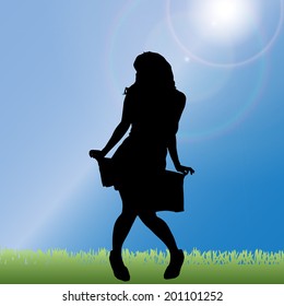 Vector silhouette of a woman who dance. 