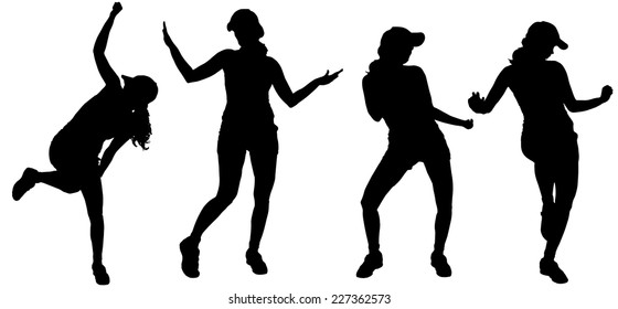 Vector silhouette of a woman who dances.