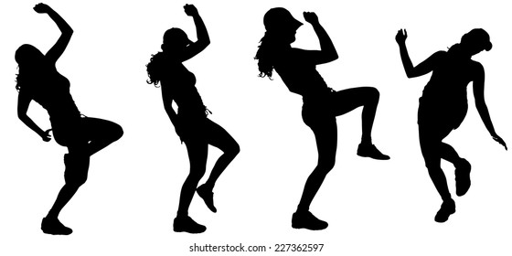 Vector silhouette of a woman who dances.
