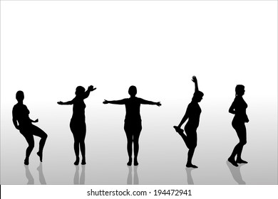 Vector silhouette of a woman who practices. 