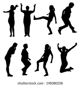 Vector silhouette of a woman who practices on white background. 